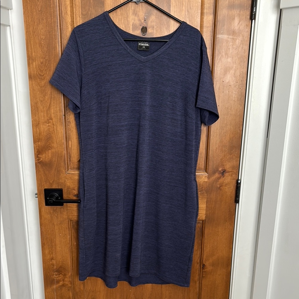 Blue tee shirt dress with pockets